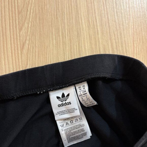 Adidas Leggings Women's Medium Black with White Stripes Cotton Spandex Blend - Picture 2 of 3